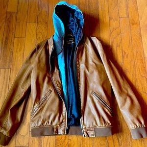 Men’s Faux Leather (w hood) jacket